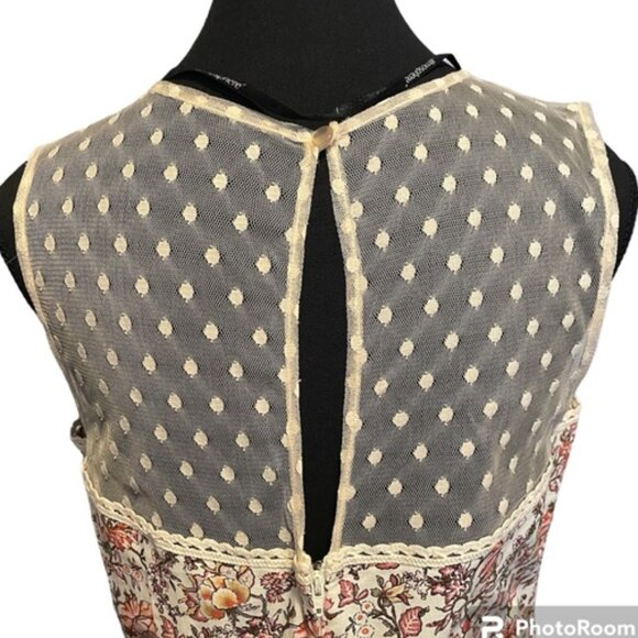 Atmosphere Delicate Floral Midi Dress Sweetheart Mesh Dot Illusion Neckline - Picture 6 of 13